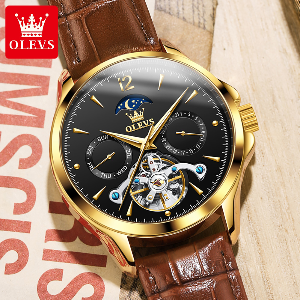 OLEVS 6663 Mens Watch Original - Tourbillon Movement Watch recension och pris