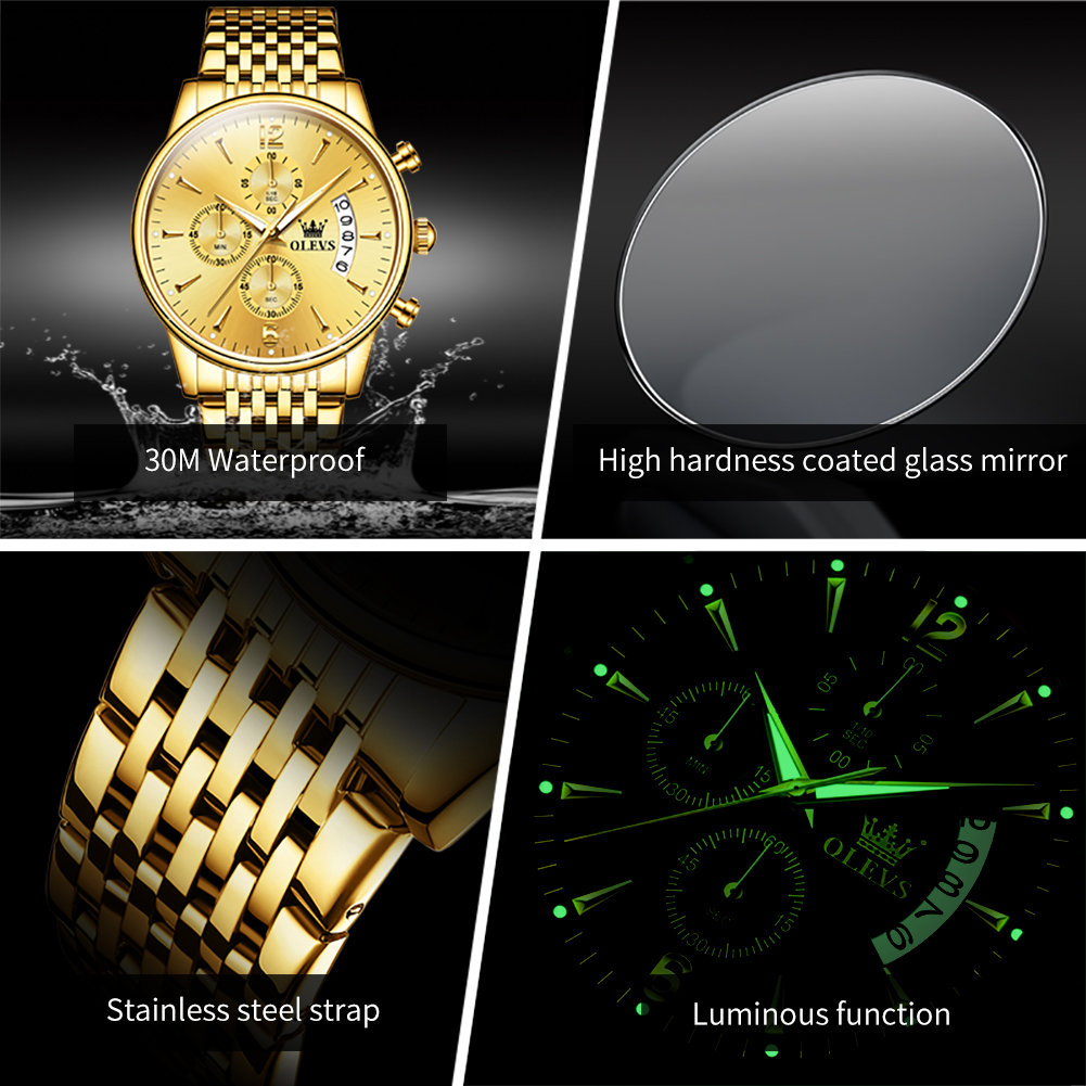 OLEVS Brand Luxury Gold Quartz - Luxury Watch Exhibition recension och pris