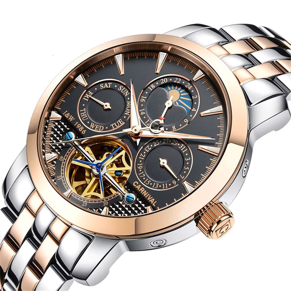 CARNIVAL Top Brand Luxury Stee - Tourbillon Movement Watch recension och pris